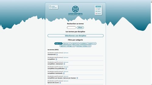 Lexicosports : Page d'accueil